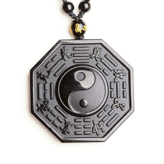 Obsidian Pendant Yin Yang Fish Five Elements Amulet Unisex Necklace - Image 2