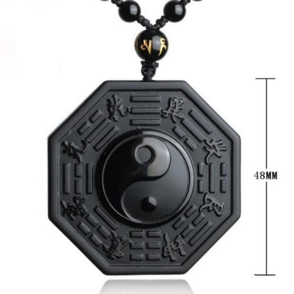 Obsidian Pendant Yin Yang Fish Five Elements Amulet Unisex Necklace - Image 5