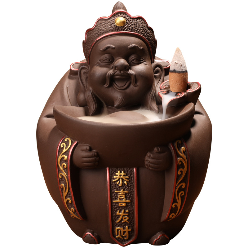 Creative Home Furnishings God of Wealth Backflow Incense Burner - Image 2