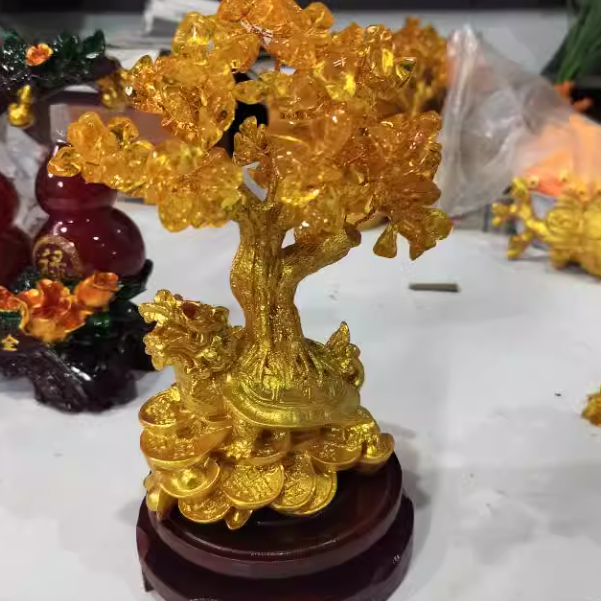 Citrine Small Water Turtle Money Tree Feng Shui Lucky Tree Decorative Ornaments - Image 2