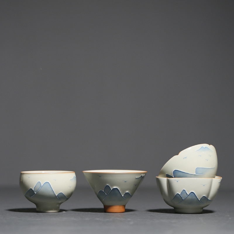 Household Grass And Wood Gray Hand-painted Landscape Underglaze Porcelain Kung Fu Tea Cup - Image 3